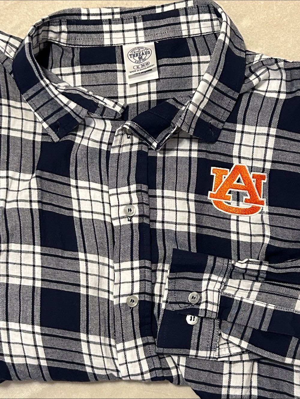 Rivalry Threads Auburn Tigers Plaid Flannel Shirt Mens XL